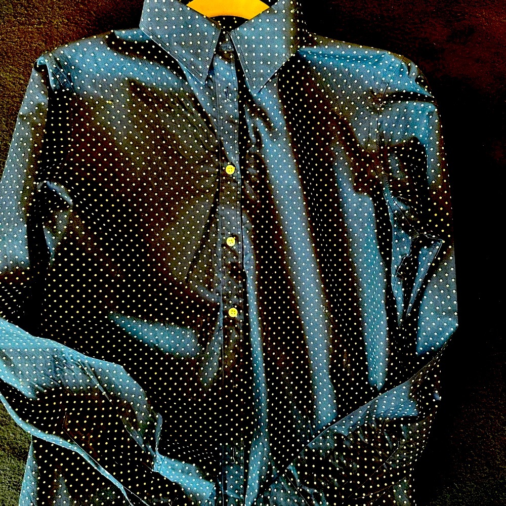 Lauren button down navy polka dot shirt classic